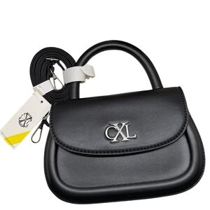 NWT CXL Christian Lacroix Char Black Crossbody Bag Top Handle Faux Leather